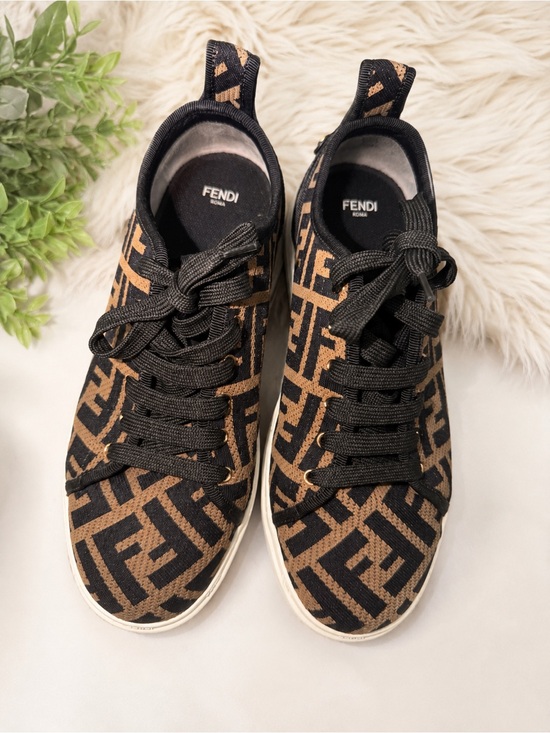 Fendi Shoes - Fendi FF Logo Knit Sneakers | Brown & Black Designer Low Top Shoes | Fendi Roma